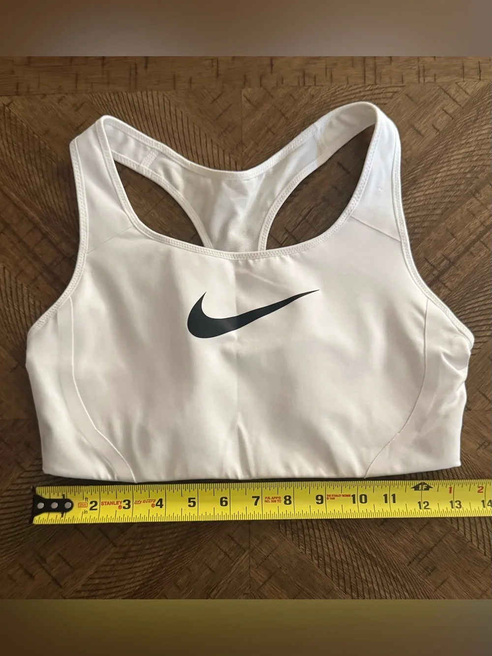 Nike White Racerback Sports Bra with Black Swoosh - size Large - Picture 4 of 13